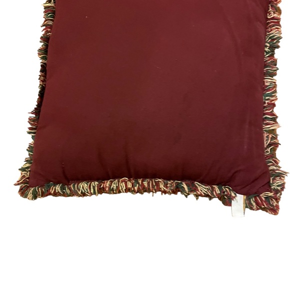 Vintage Christmas Cats Kittens Needlepoint Tapestry Frayed Border Holiday Pillow - Picture 15 of 16